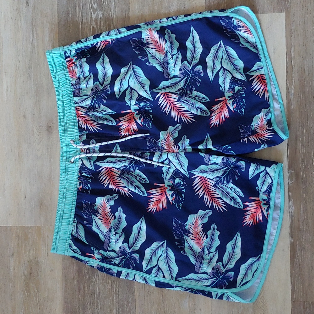 NWT Silkworld Men's Blue Floral Lined Swim Trunks Size XXL